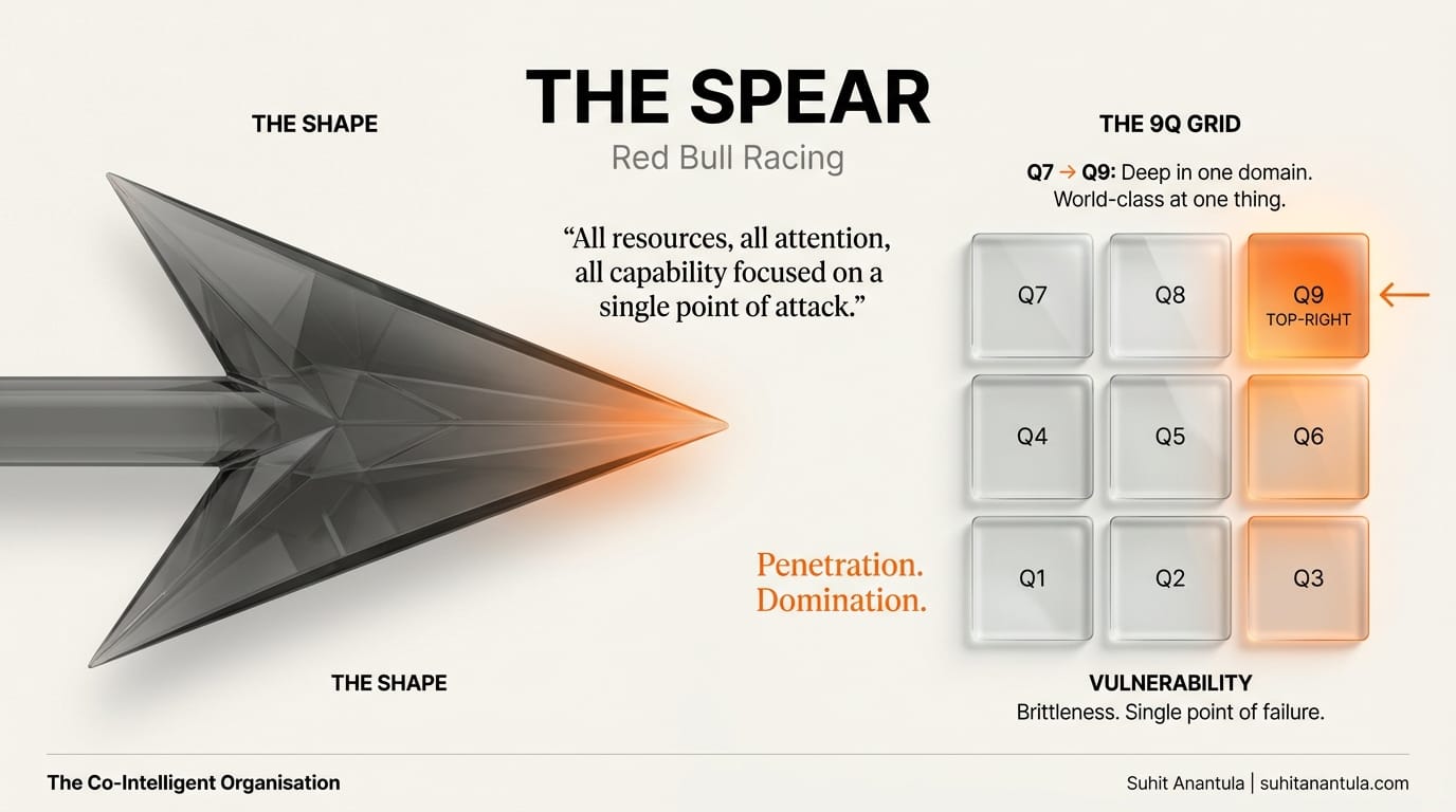 Fig 04.1 — The Spear: depth over breadth